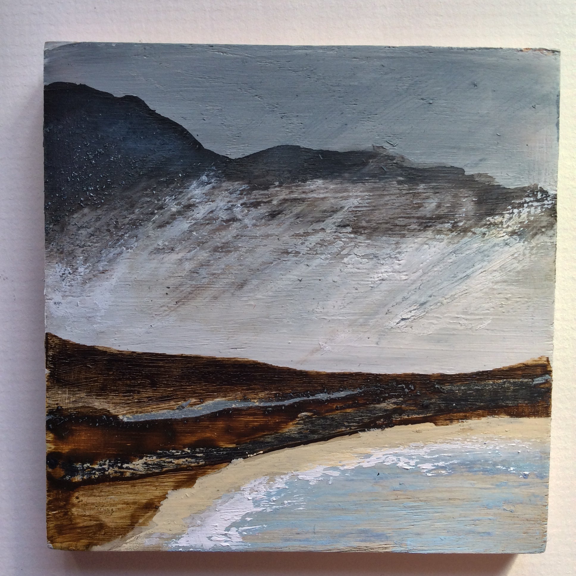Mixed Media Art on wood By Louise O'Hara - "Storm on the headland”
