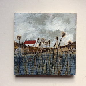 Mixed Media Art on wood By Louise O'Hara - "Ripples across the water”