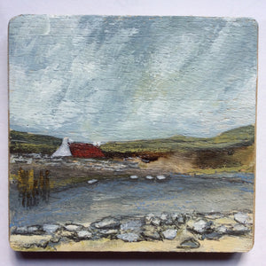 Mixed Media Art on wood By Louise O'Hara - "The stepping stones at the old croft”