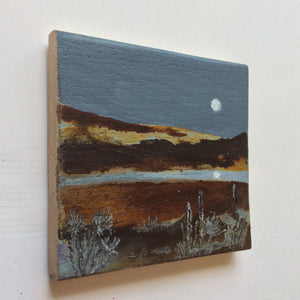 Mini Mixed Media Art on wood By Louise O'Hara - "Riverside Reflections”