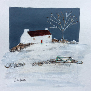 Mini Mixed Media Art By Louise O'Hara - "A light snow fall"