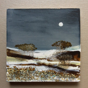 Mixed Media Art on wood By Louise O'Hara - "A snow filled glade”
