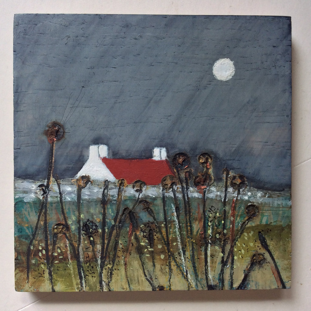 Mixed Media Art on wood By Louise O'Hara - "A sudden downpour”
