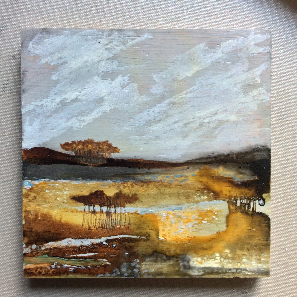 Mixed Media Art on wood By Louise O'Hara - "Autumn Lakes”