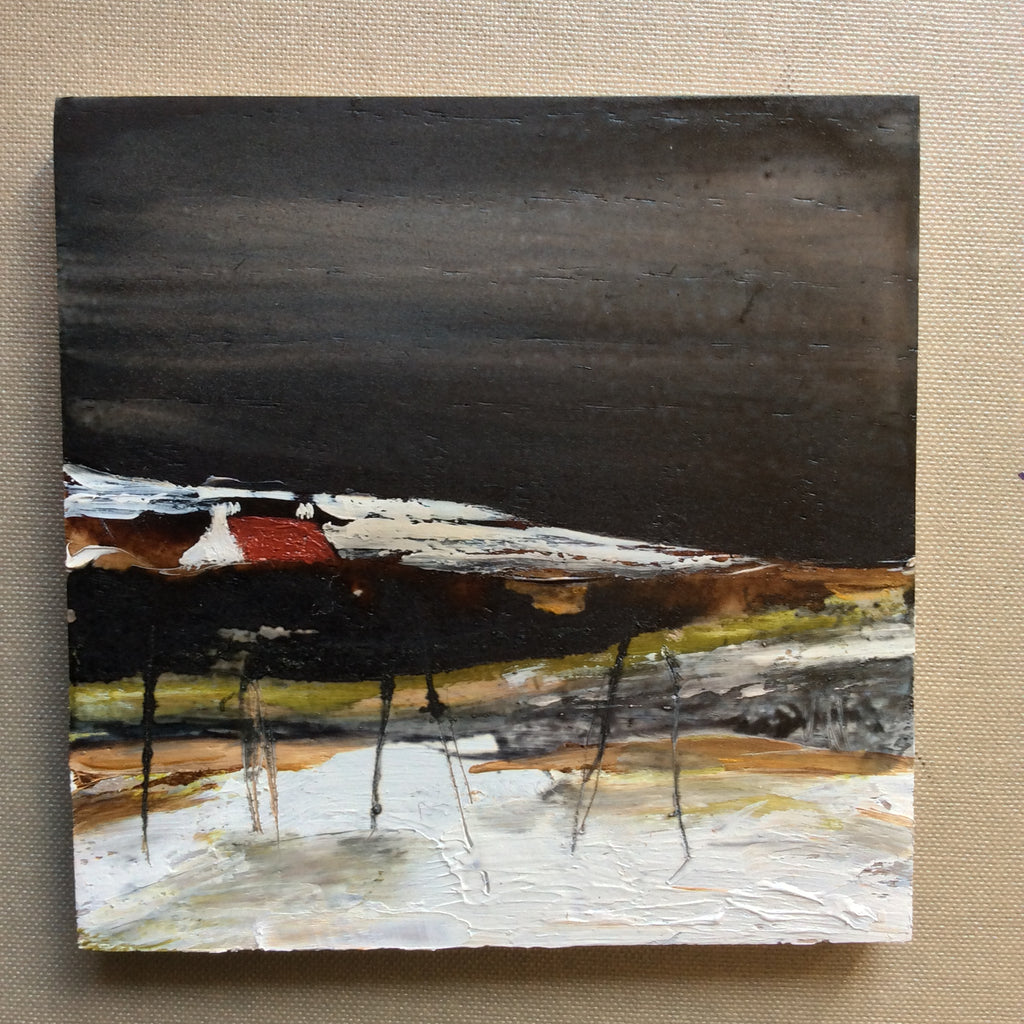 Mixed Media Art on wood By Louise O'Hara - "A Winter Moorland”