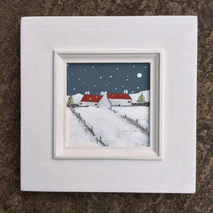 Mixed Media Art on wood By Louise O'Hara - "Winter on the Croft”