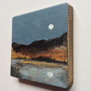 Mini Mixed Media Art on wood By Louise O'Hara - "An evening stroll along the river"