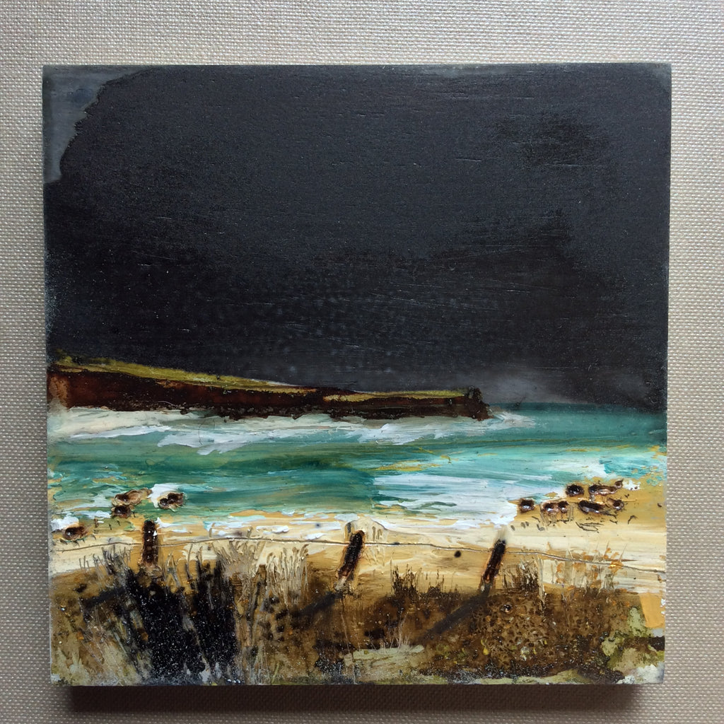 Mixed Media Art on wood By Louise O'Hara - "Beach View”
