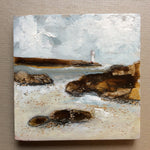 Mixed Media Art on wood By Louise O'Hara - "Behind the rocks”