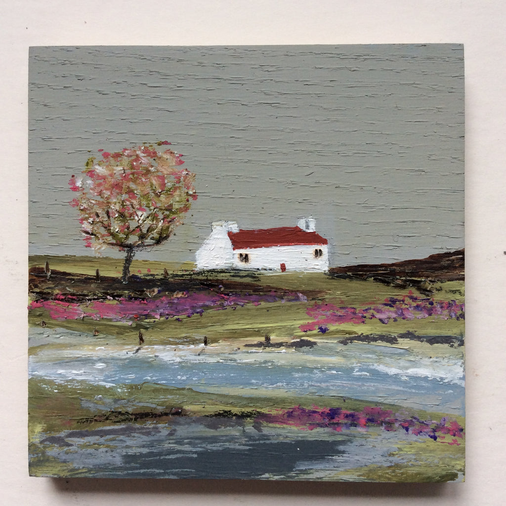 Mixed Media Art on wood By Louise O'Hara - "Blossom and Heather”