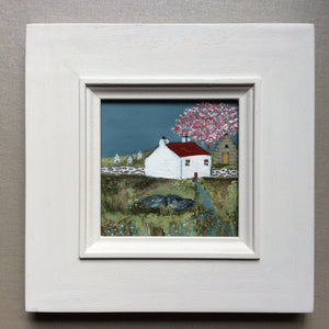 Mixed Media Art on wood By Louise O'Hara - "Boulder Cottage"”