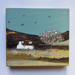 Mini Mixed Media Art on wood By Louise O'Hara - "The early evening gathering”