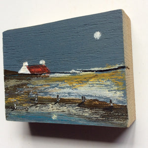 Miniature Mixed Media Art on wood By Louise O'Hara - "One Autumn eve”