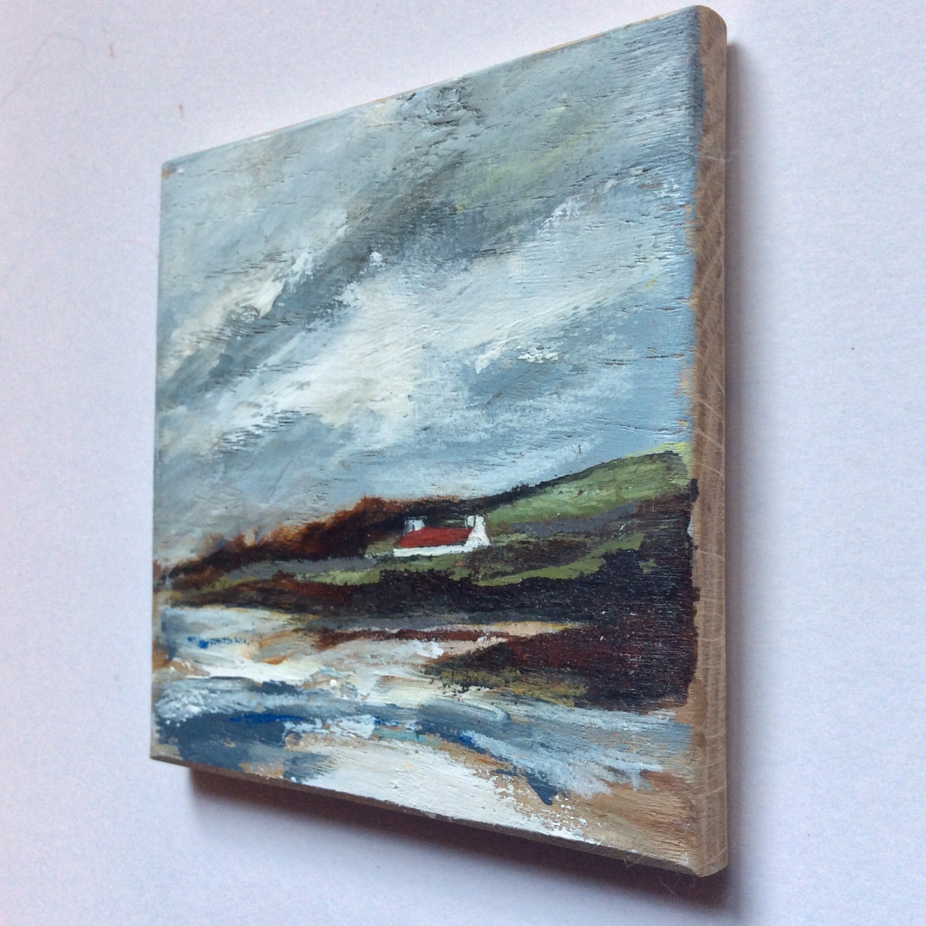 Mixed Media Art on wood By Louise O'Hara - "Looking out to sea”