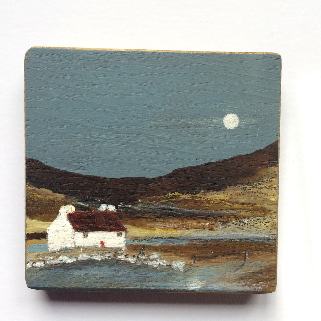Mini Mixed Media Art on wood By Louise O'Hara - "The old Boat House"