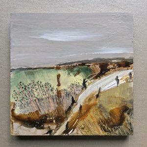 Mixed Media  art on wood By Louise O’Hara “The winding road”