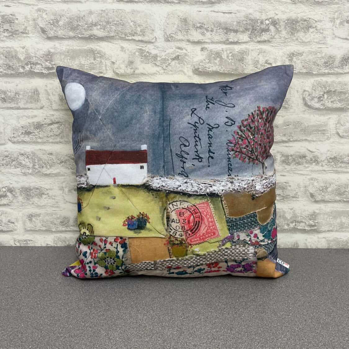 Hand made cushion Cover  "A patchwork garden" (Cover only)