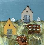 Mixed Media Art on wood By Louise O'Hara - "Carrots, Bees & Cauliflowers”