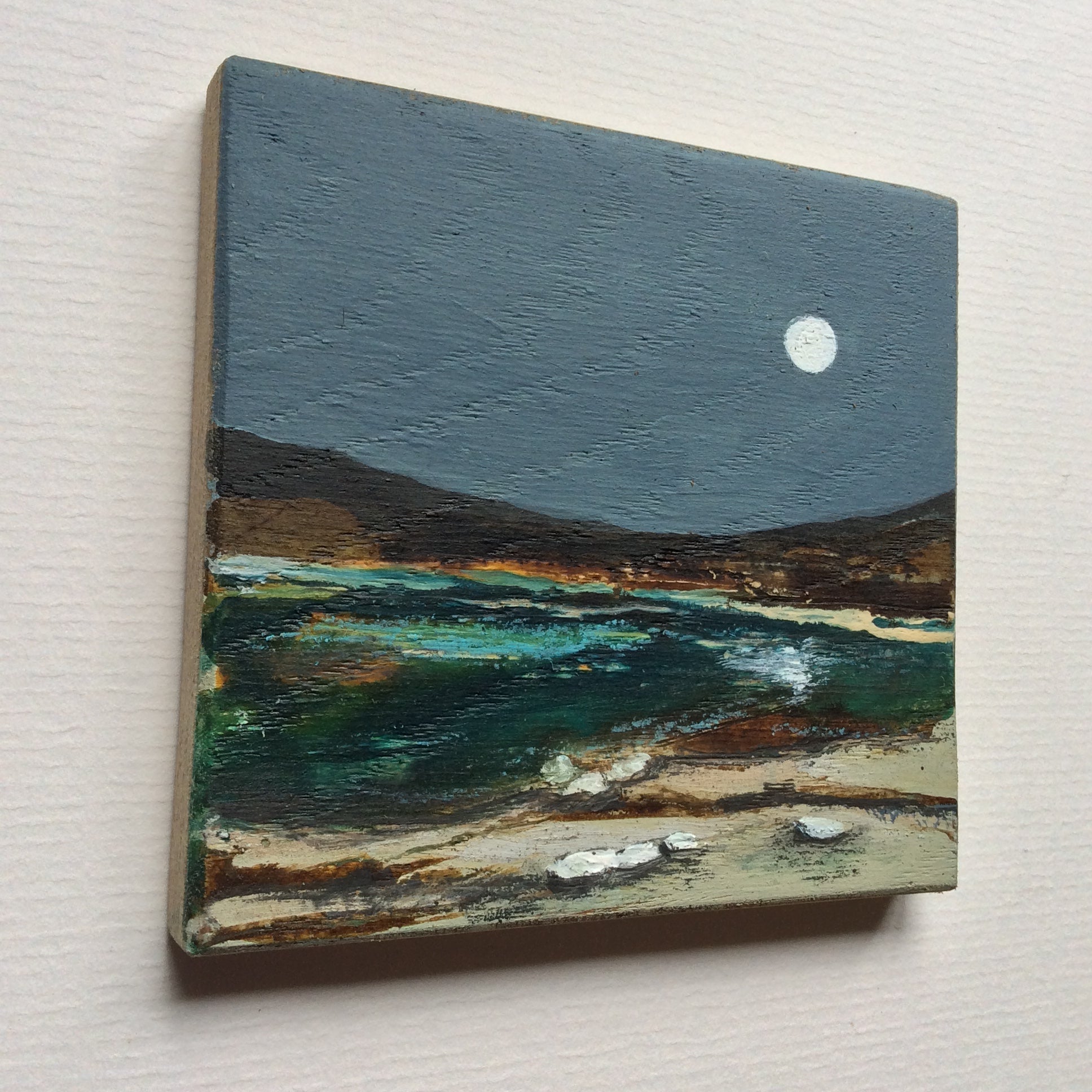 Mixed Media Art on wood By Louise O'Hara - "Dreaming of a shoreline”