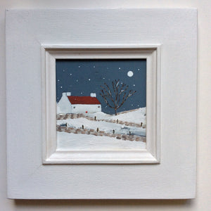 Mixed Media Art on wood By Louise O'Hara - "The first snowfall”