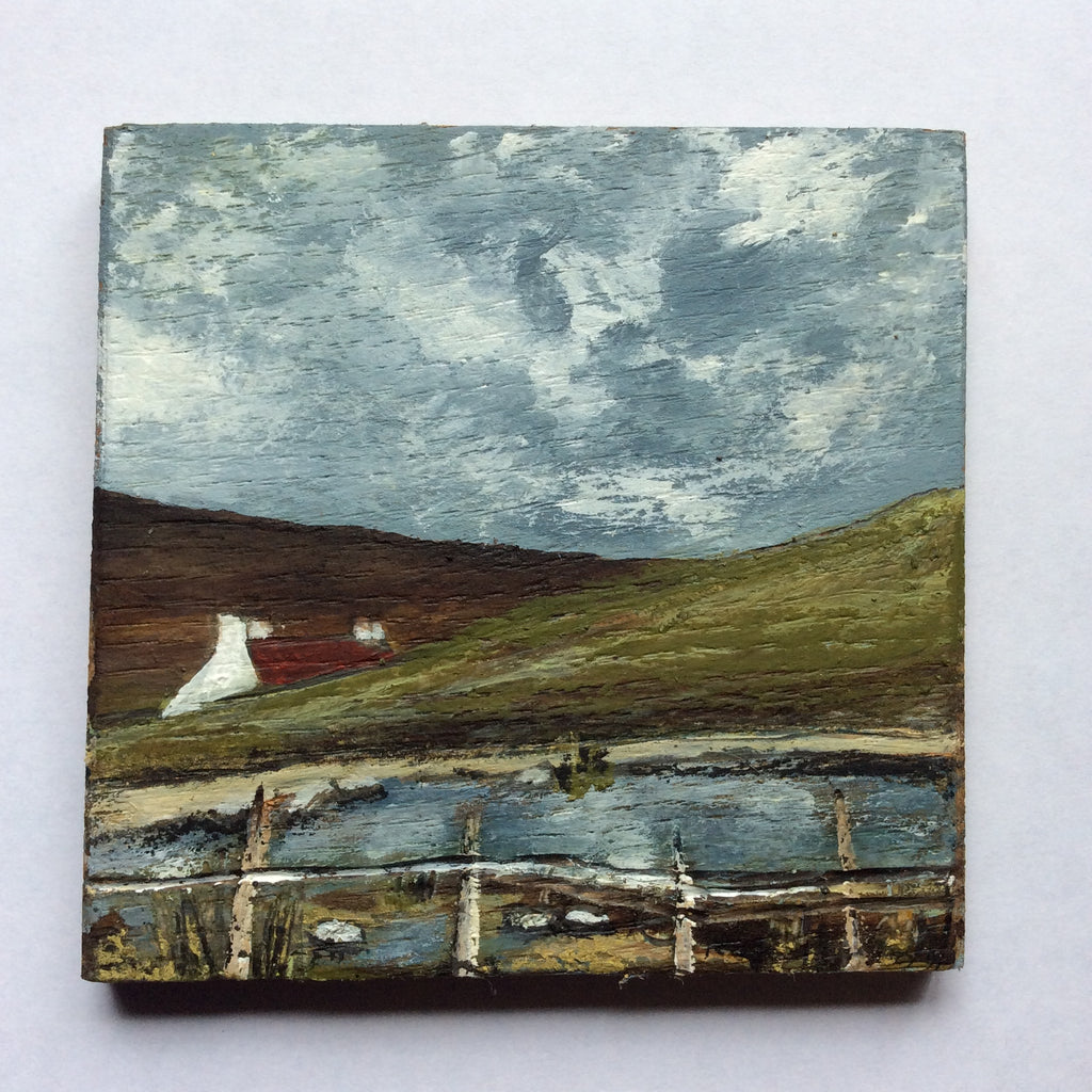 Mixed Media Art on wood By Louise O'Hara - "A cottage in the Lakes”