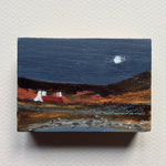 Miniature Mixed Media Art on wood By Louise O'Hara - "April Moon”