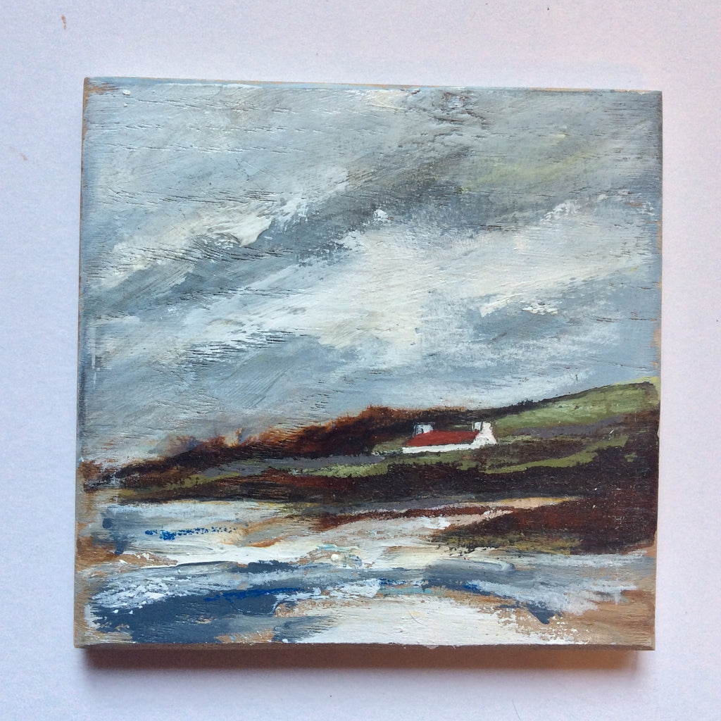 Mixed Media Art on wood By Louise O'Hara - "Looking out to sea”