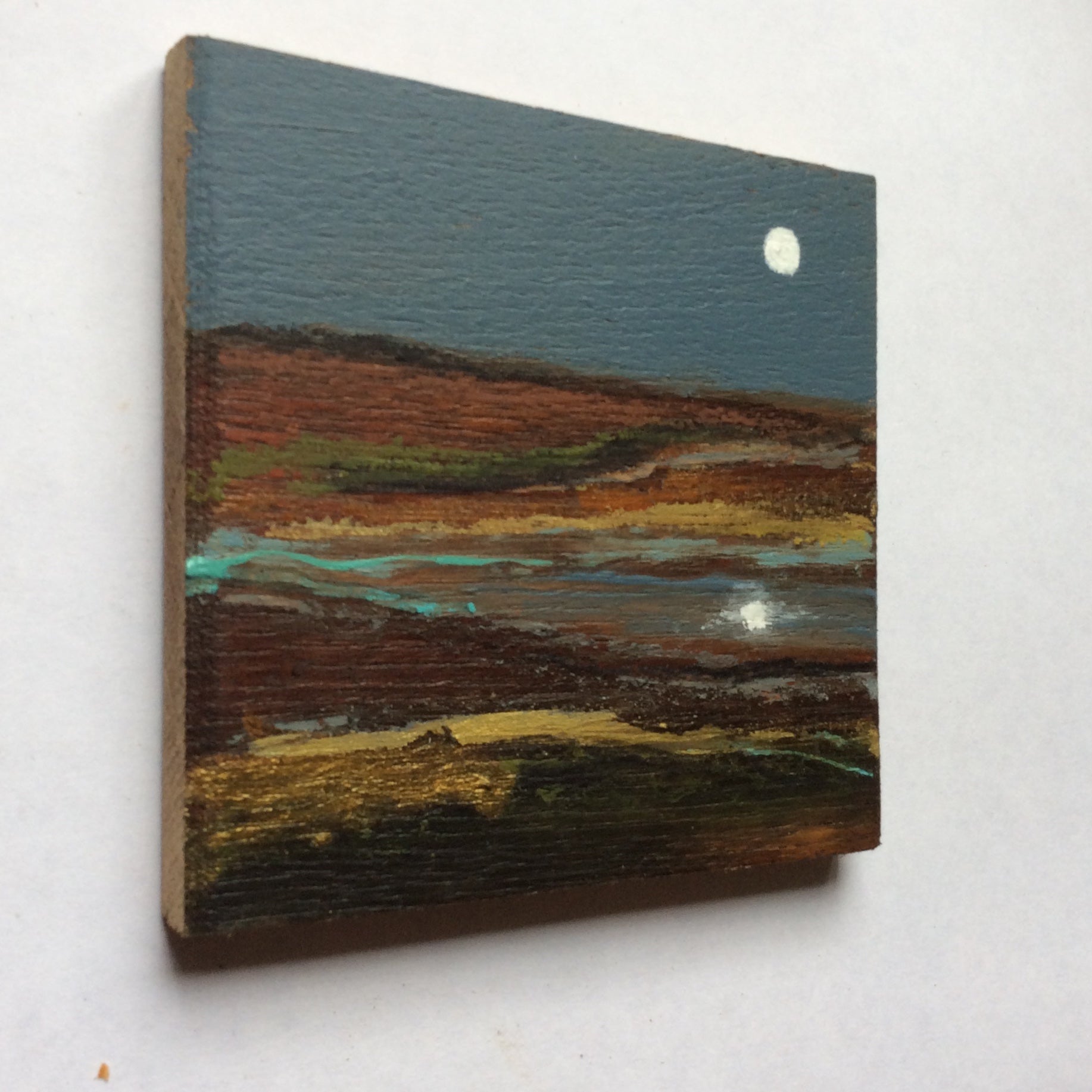 Mixed Media Art on wood By Louise O'Hara - "Reflections on an Autumn brook”