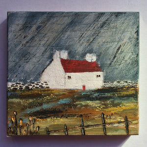 Mini Mixed Media Art on wood By Louise O'Hara - "April showers”