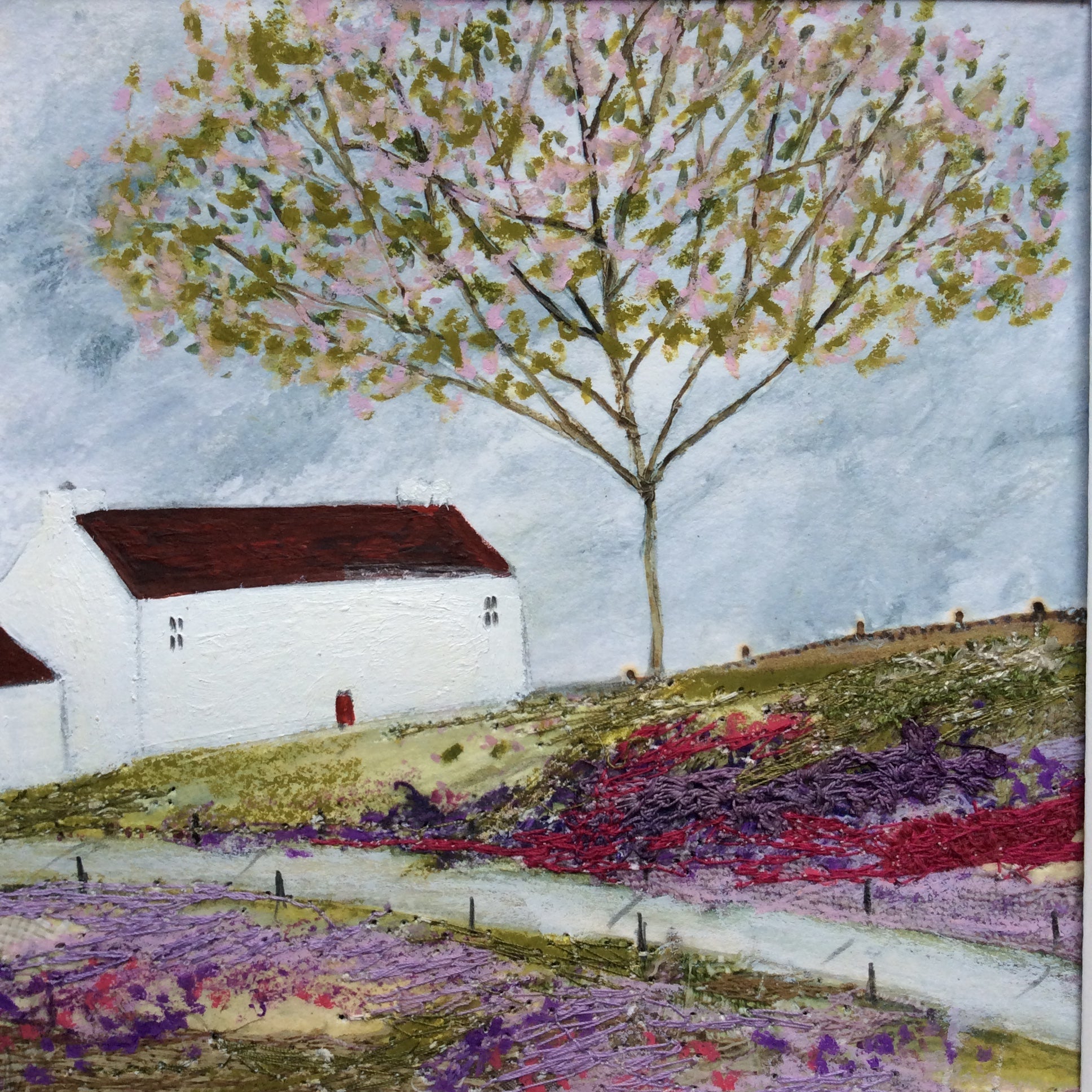 Mixed Media Art print work by Louise O'Hara "A rather large cherry blossom”