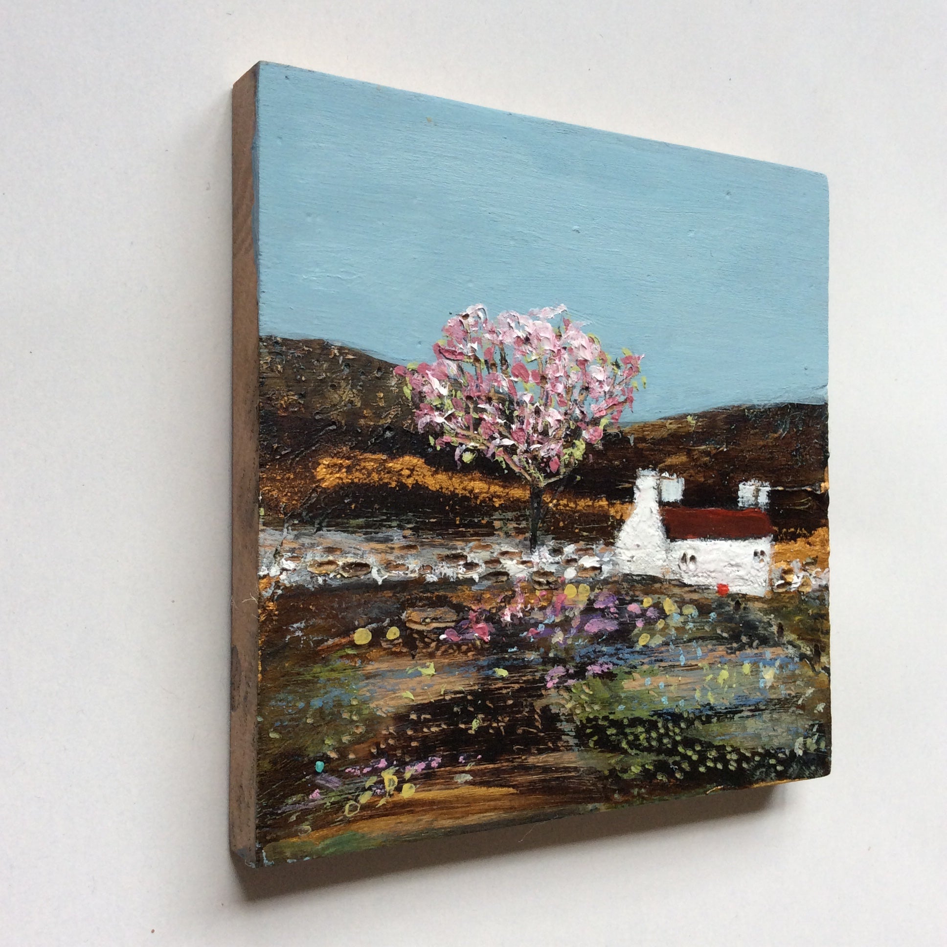 Mixed Media Art on wood By Louise O'Hara - "Cherry Blossom”