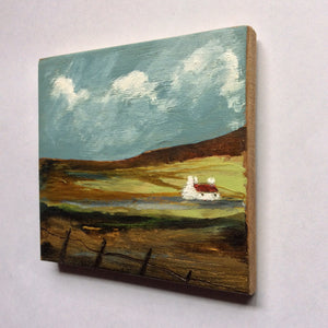 Mini Mixed Media Art on wood By Louise O'Hara - "Sunlight Across the plains”