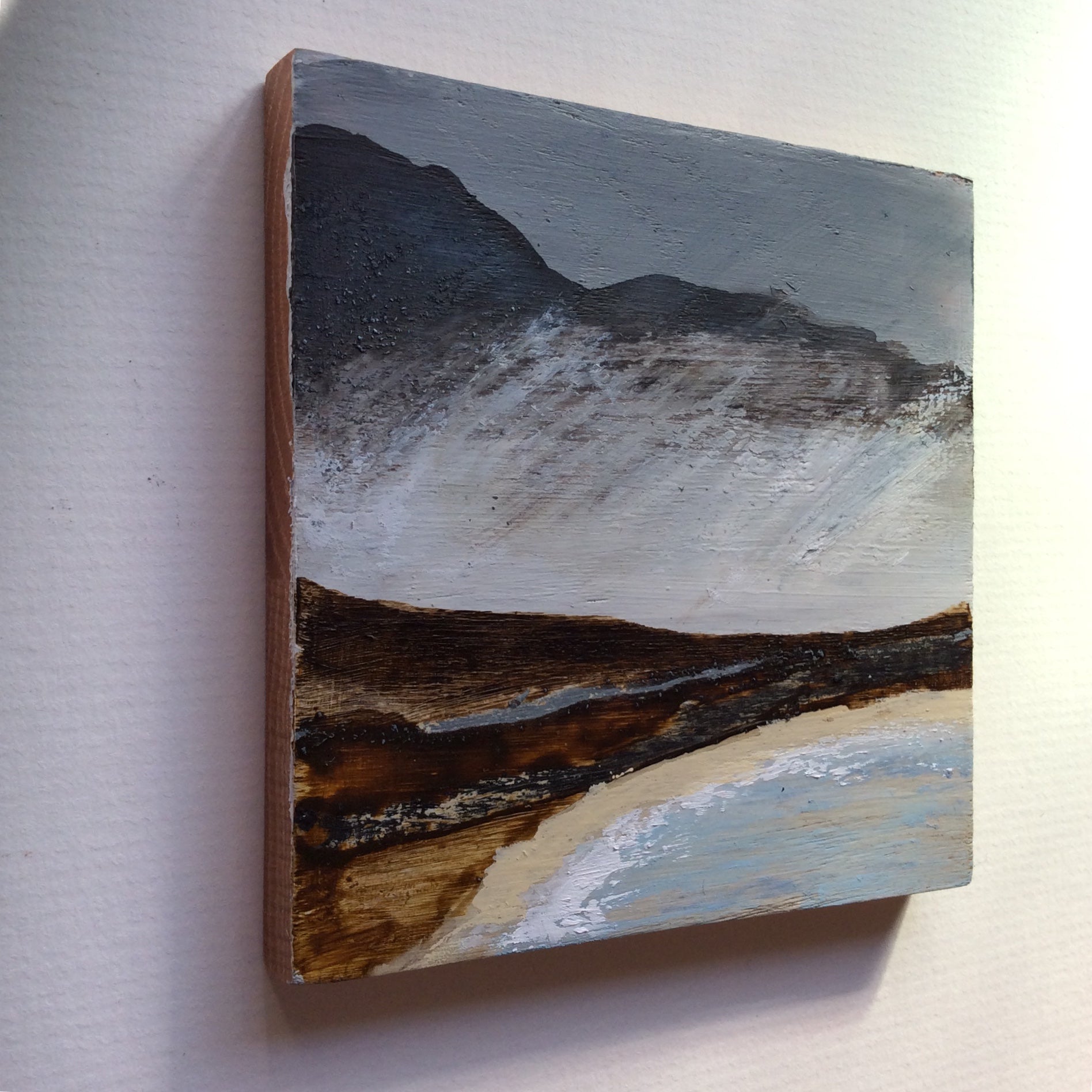Mixed Media Art on wood By Louise O'Hara - "Storm on the headland”