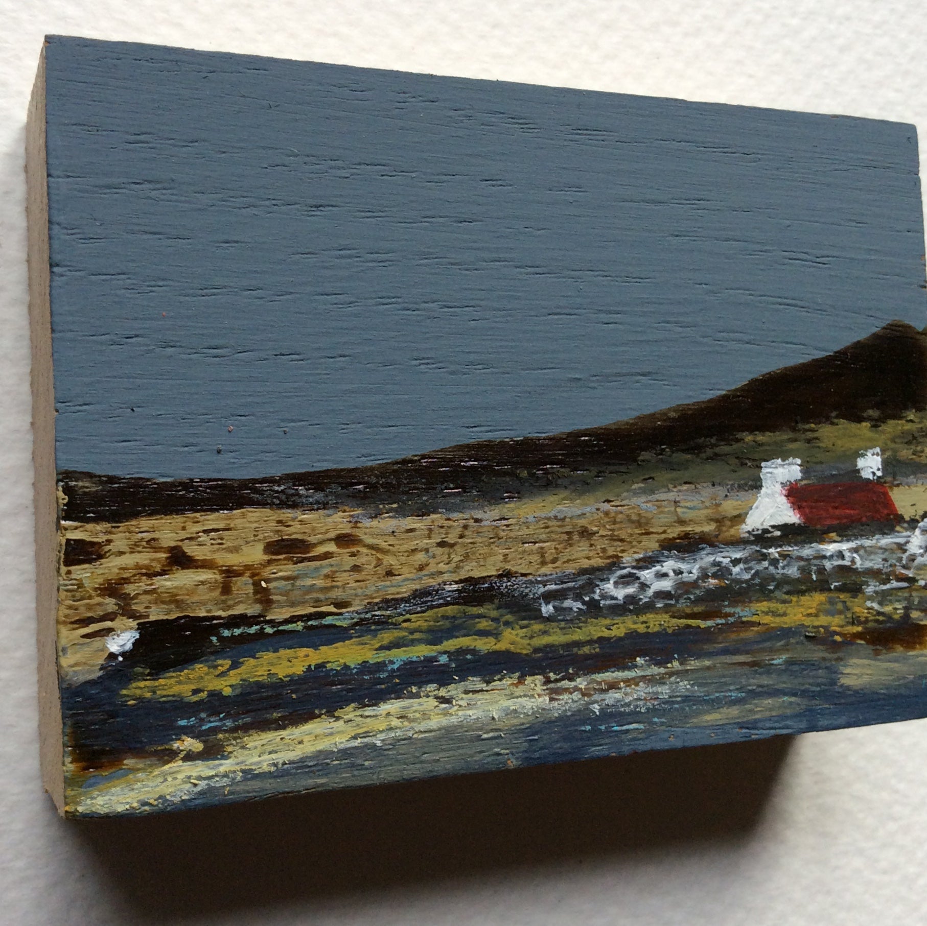 Miniature Mixed Media Art on wood By Louise O'Hara - "April Breeze”
