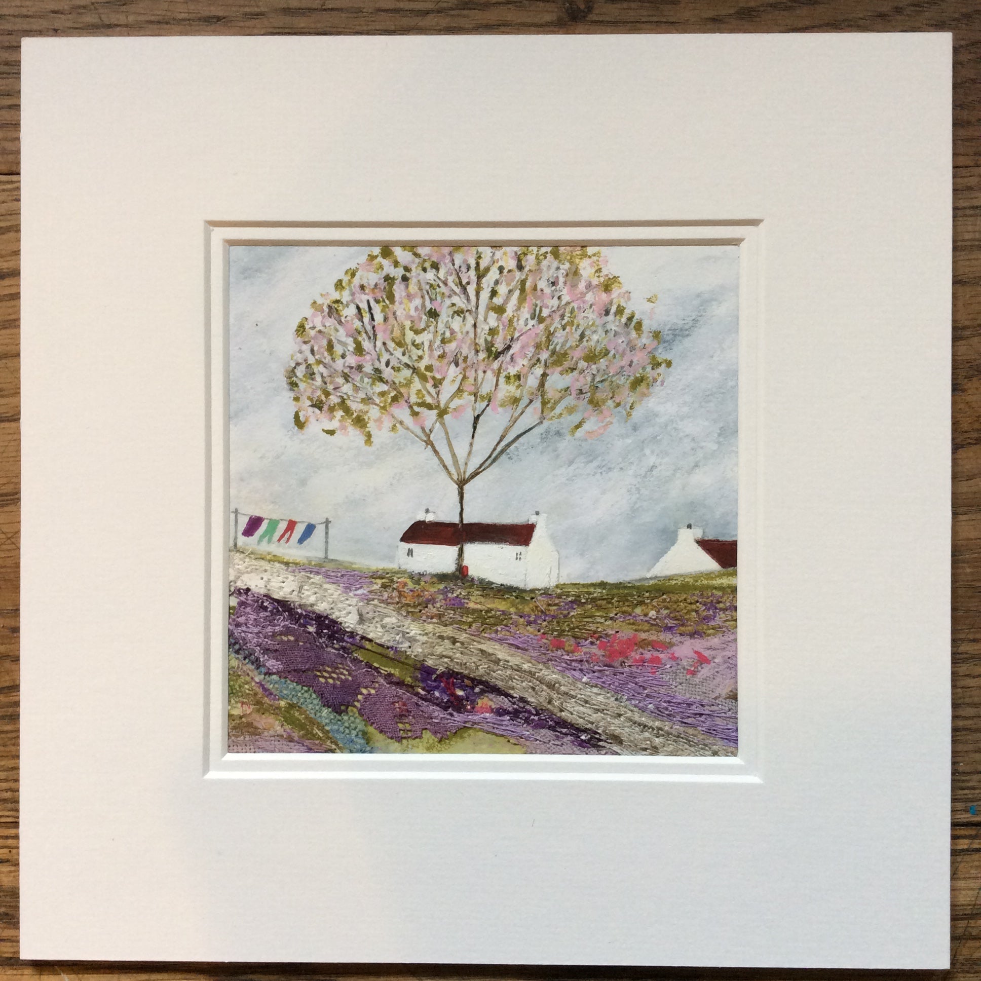 Mixed Media Art print work by Louise O'Hara "The old tree in the meadow”