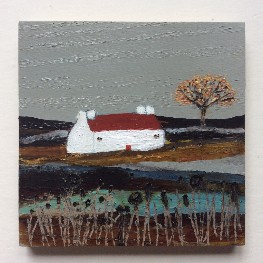 Mixed Media Art on wood By Louise O'Hara - "Golden Leaves”