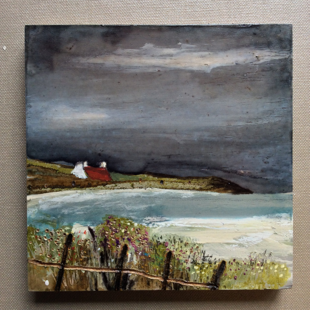Mixed Media Art on wood By Louise O'Hara - "Headland cottage”