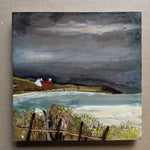 Mixed Media Art on wood By Louise O'Hara - "Headland cottage”