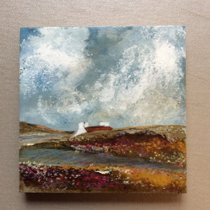 Mixed Media Art on wood By Louise O'Hara - "Heather and Bracken”