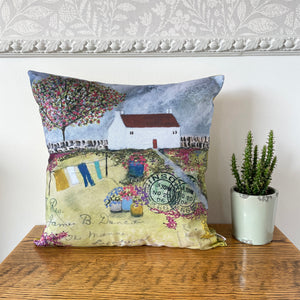Hand made cushion "Halfpenny Cottage" (Cover only)