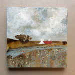 Mixed Media Art on wood By Louise O'Hara - "Little red roof”