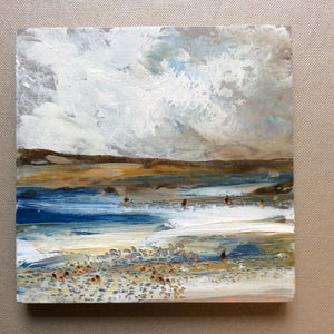 Mixed Media Art on wood By Louise O'Hara - "Low tide in Autumn”