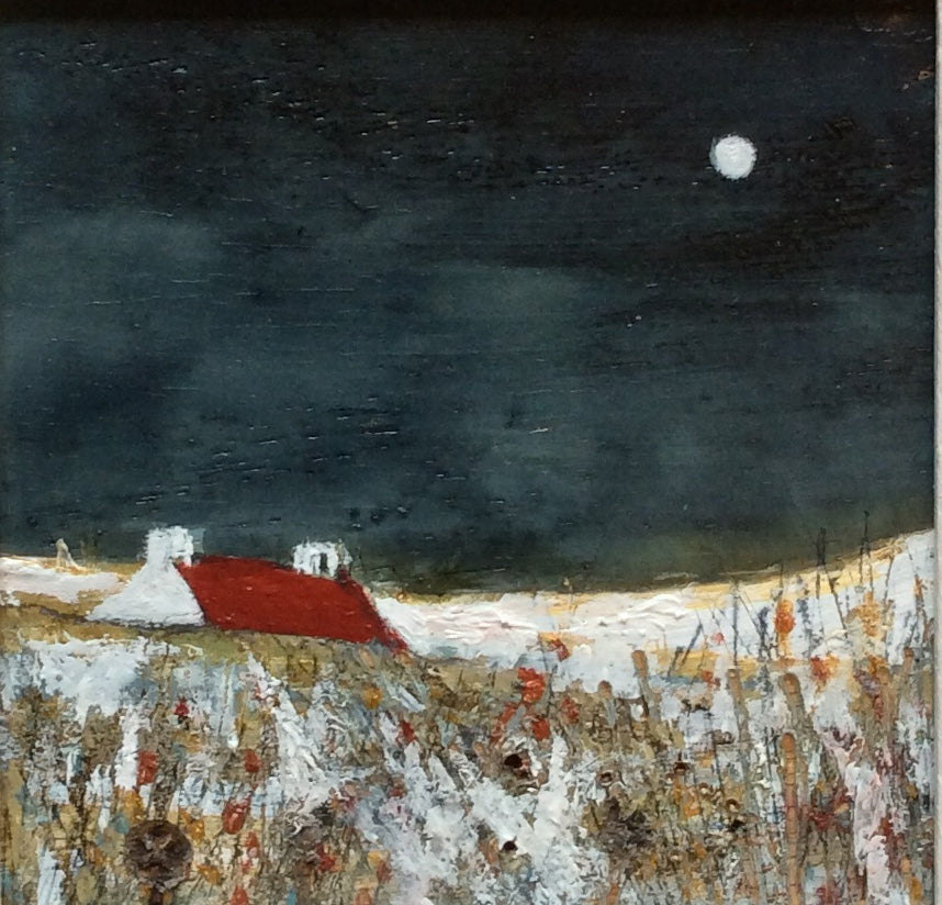 Mixed Media Art on wood By Louise O'Hara - "One night in Winter”