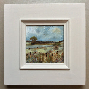 Mixed Media Art on wood By Louise O'Hara - "Reedmace Meadow”