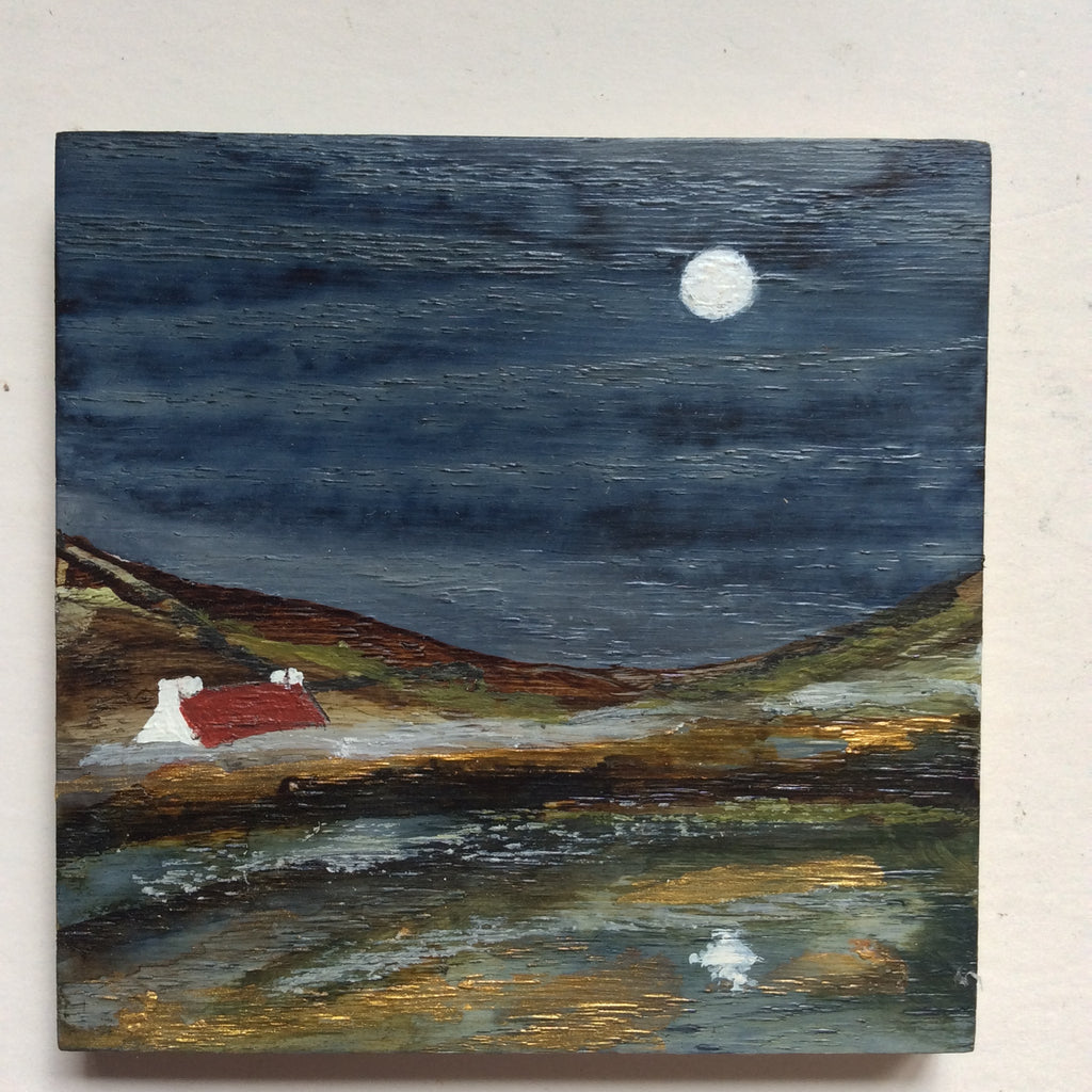 Mixed Media Art on wood By Louise O'Hara - "Reflections on the edge of a Tarn”