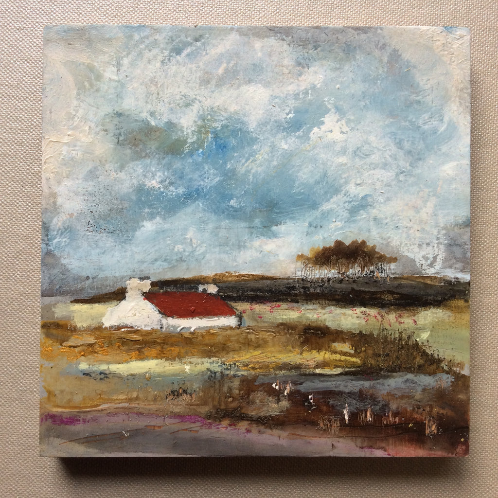 Mixed Media Art on wood By Louise O'Hara - "Tarn end cottage”