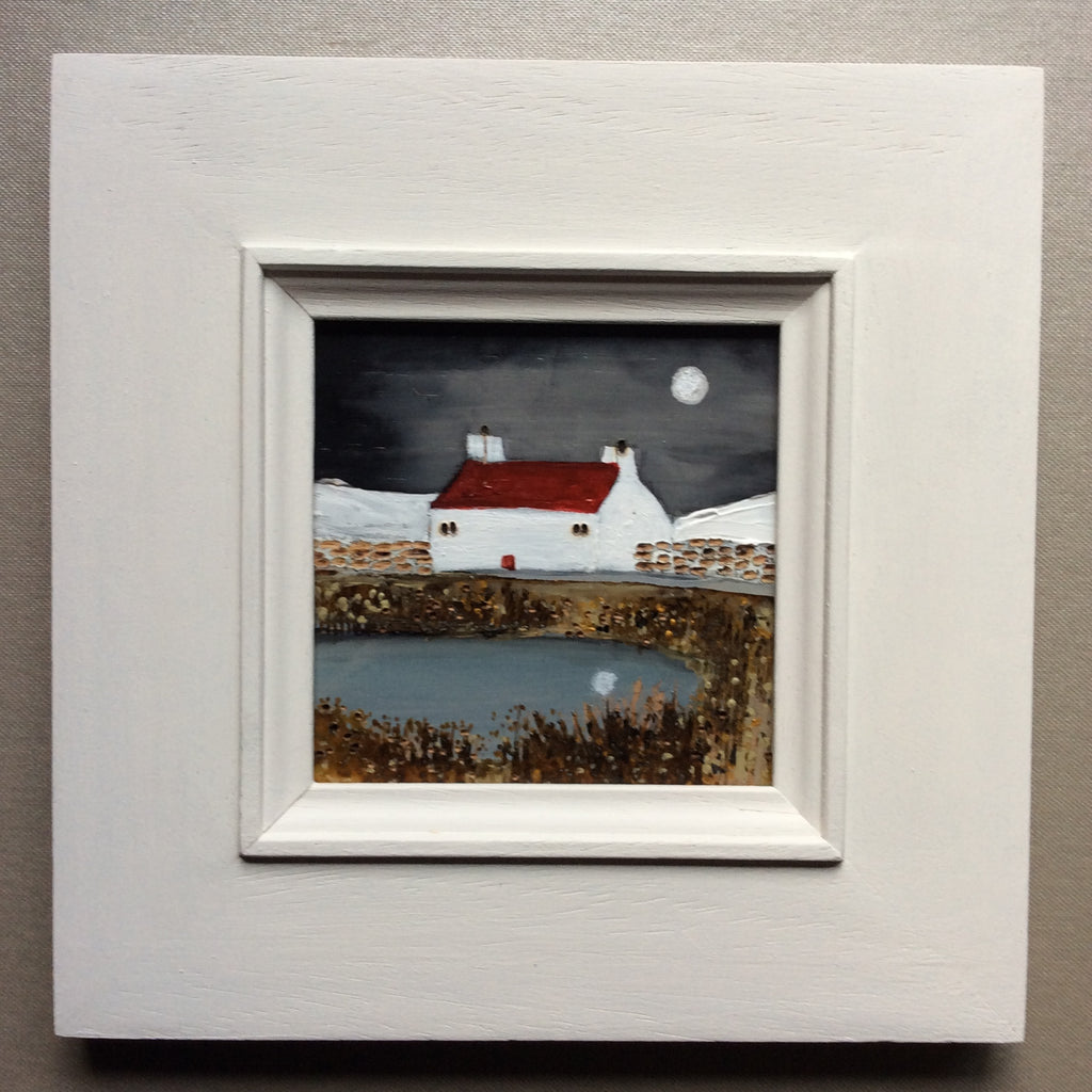 Mixed Media Art on wood By Louise O'Hara - "Winter by the Tarn”