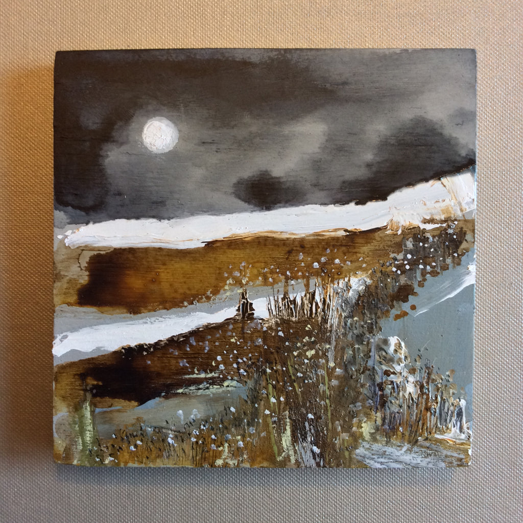 Mixed Media Art on wood By Louise O'Hara - "Wolf Moon”