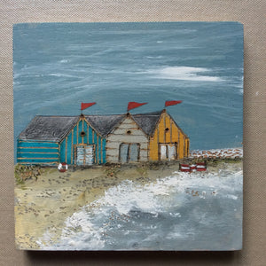 Mixed Media Art on wood By Louise O'Hara - "An unexpected high tide"