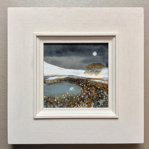 Mixed Media Art on wood By Louise O'Hara - "A tranquil moon"